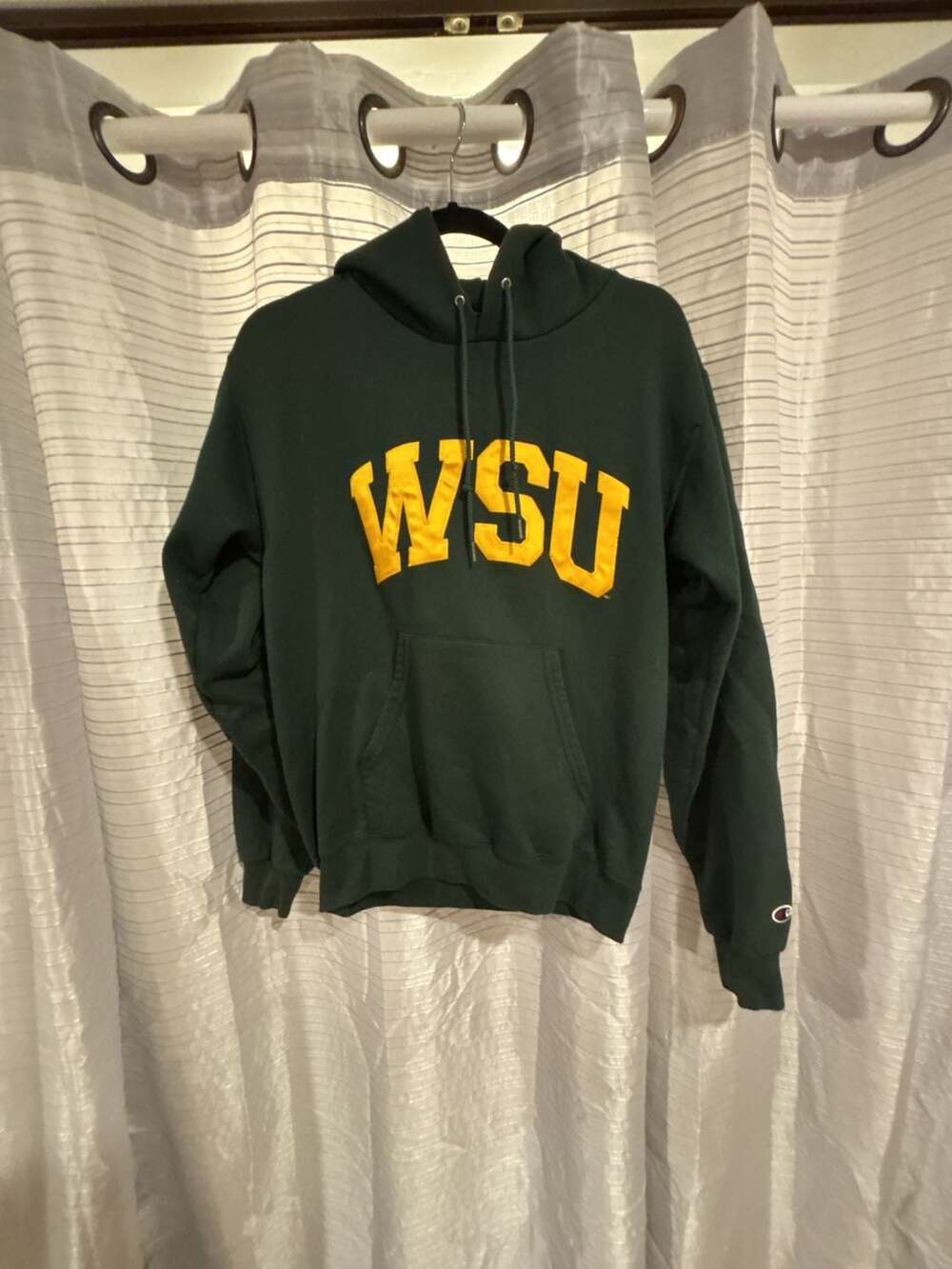 Champion WSU Green Hoodie Sweatshirt Size S